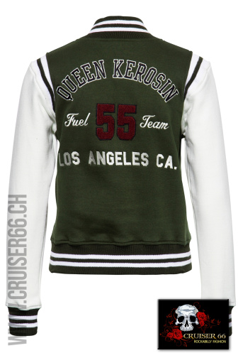 King Kerosin Queen Sweat College Jacke Cheer Team 
Olive Gruen Vintage Rockabilly Accessoires Mode OBERBUEREN Wil 
Frauenfeld Winterthur St-Gallen Schaffhausen Herisau Uzwil Bischofszell Amriswil 
Appenzell Schweiz Vintage 50s 50er-Jahre Hochzeit Rockabilly Motto Party Fest 
Braut-mode Trau-Zeugin Braut-fuehrerin