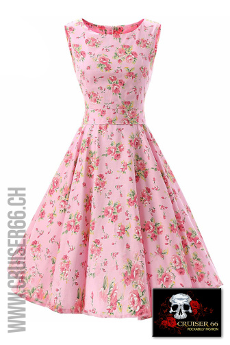 Rosa Pink Blüten Blumen Kleid Swing Rock'n'Roll Rockabilly Cruiser66 Party Hochzeit Mode Boutique Schweiz Oberbueren St-Gallen Wil Uzwil Frauenfeld Schaffhausen Konstanz Amriswil Winterthur Bischofszell Weinfelden Appenzell Herisau Rorschach Buchs Zuerich Waedenswil Oesterreich Vorarlberg Liechtenstein Vaduz Chur Vintage Fashion 50s 50-s-Style Rock-and-Roll Kleider Sommer Petticoats Swing Fest Night US-Car Meeting Ami-Treffen US-Car Amitreffen Szene Pinup Shop Blusen Top Petticoat Schuhe Bowling Shirt Leopard Polka Dot Cherry Kirschen Latzhosen Skirt Rock